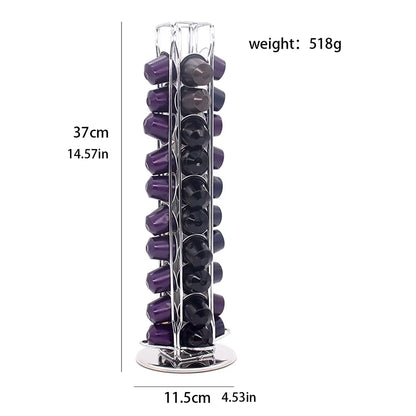 360° Rotating Coffee Pod Holder – Capsule Storage Carousel Rack, Holds 40 Pods | CasaFlow