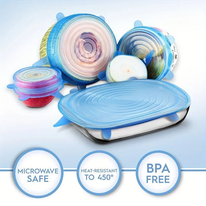 Silicone Stretch Lids Set (6-Piece) – Reusable Food Covers for Bowls, Cans & Containers | CasaFlow
