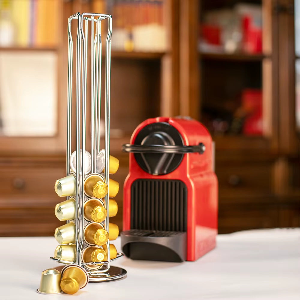 360° Rotating Coffee Pod Holder – Capsule Storage Carousel Rack, Holds 40 Pods | CasaFlow